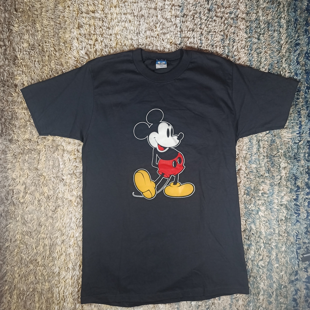 Vintage Disney Large Mickey Mouse Print Black 80s USA Made